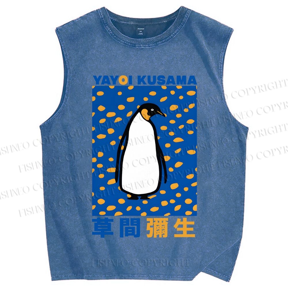 Unisex Yayoi Kusama Penguin Printed Washed Tank Top