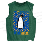 Unisex Yayoi Kusama Penguin Printed Washed Tank Top