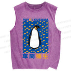 Unisex Yayoi Kusama Penguin Printed Washed Tank Top