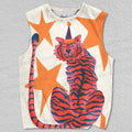 Unisex Tiger in Stars Printed Tank Top