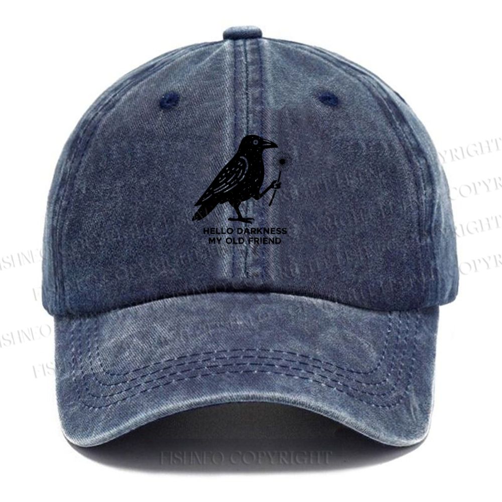 Unisex Vintage My Old Friend The Crow Printed Casual Washed Cap
