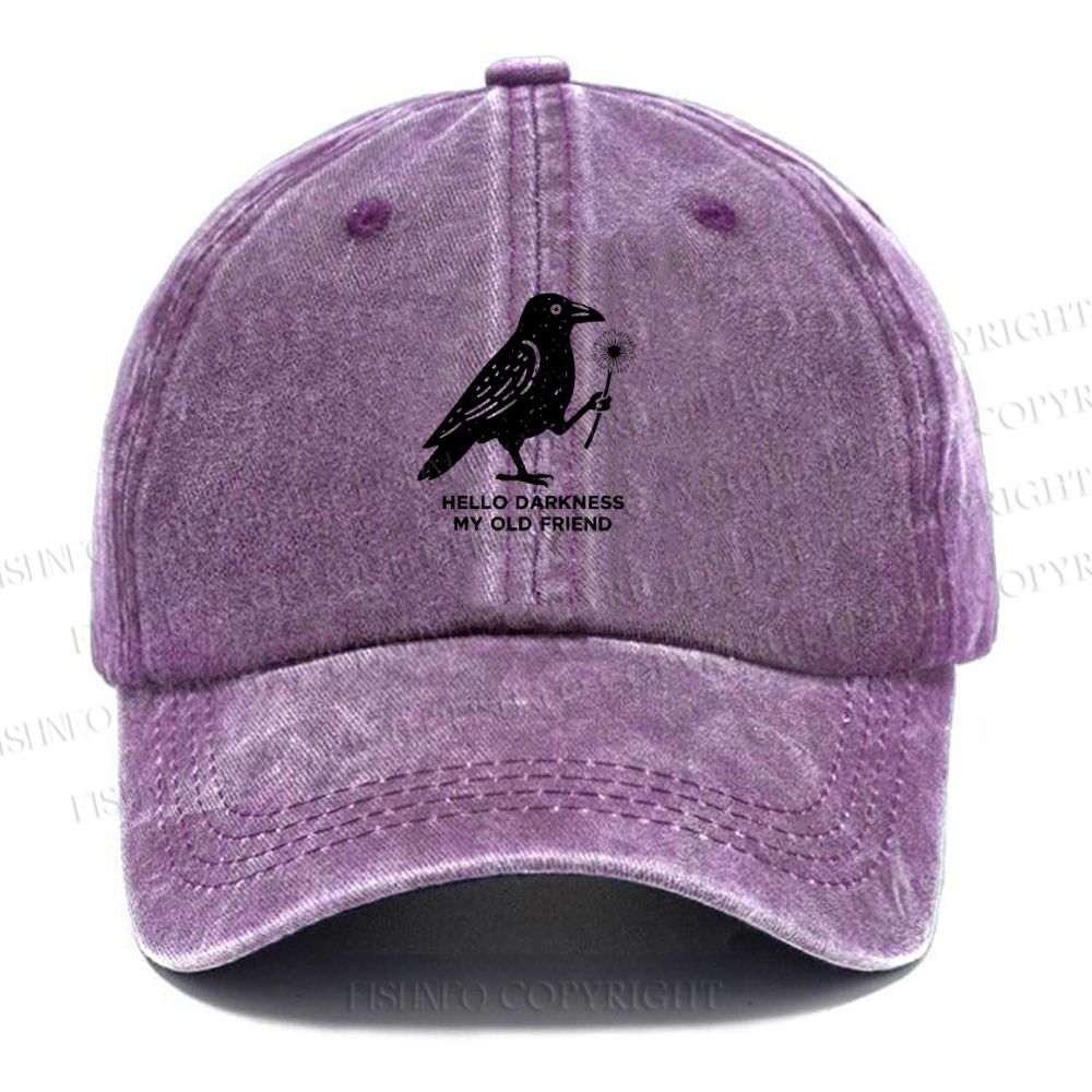 Unisex Vintage My Old Friend The Crow Printed Casual Washed Cap