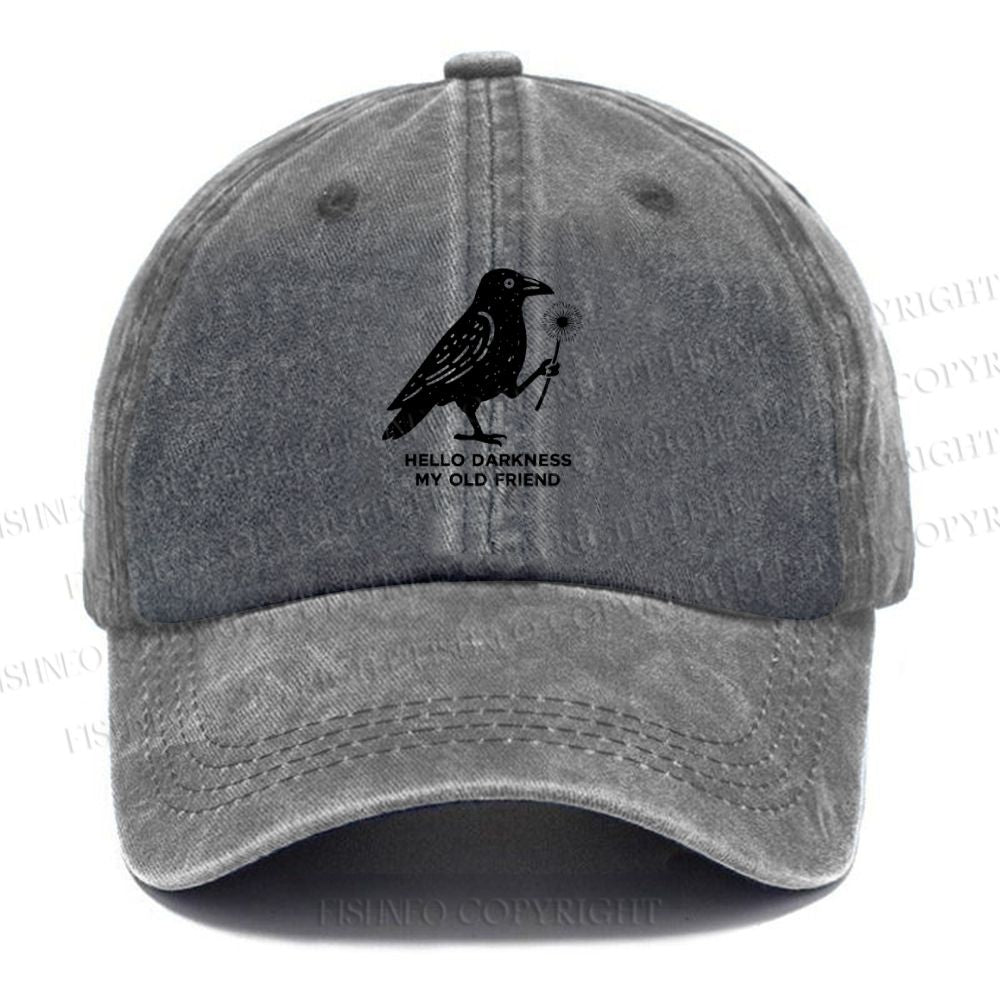 Unisex Vintage My Old Friend The Crow Printed Casual Washed Cap
