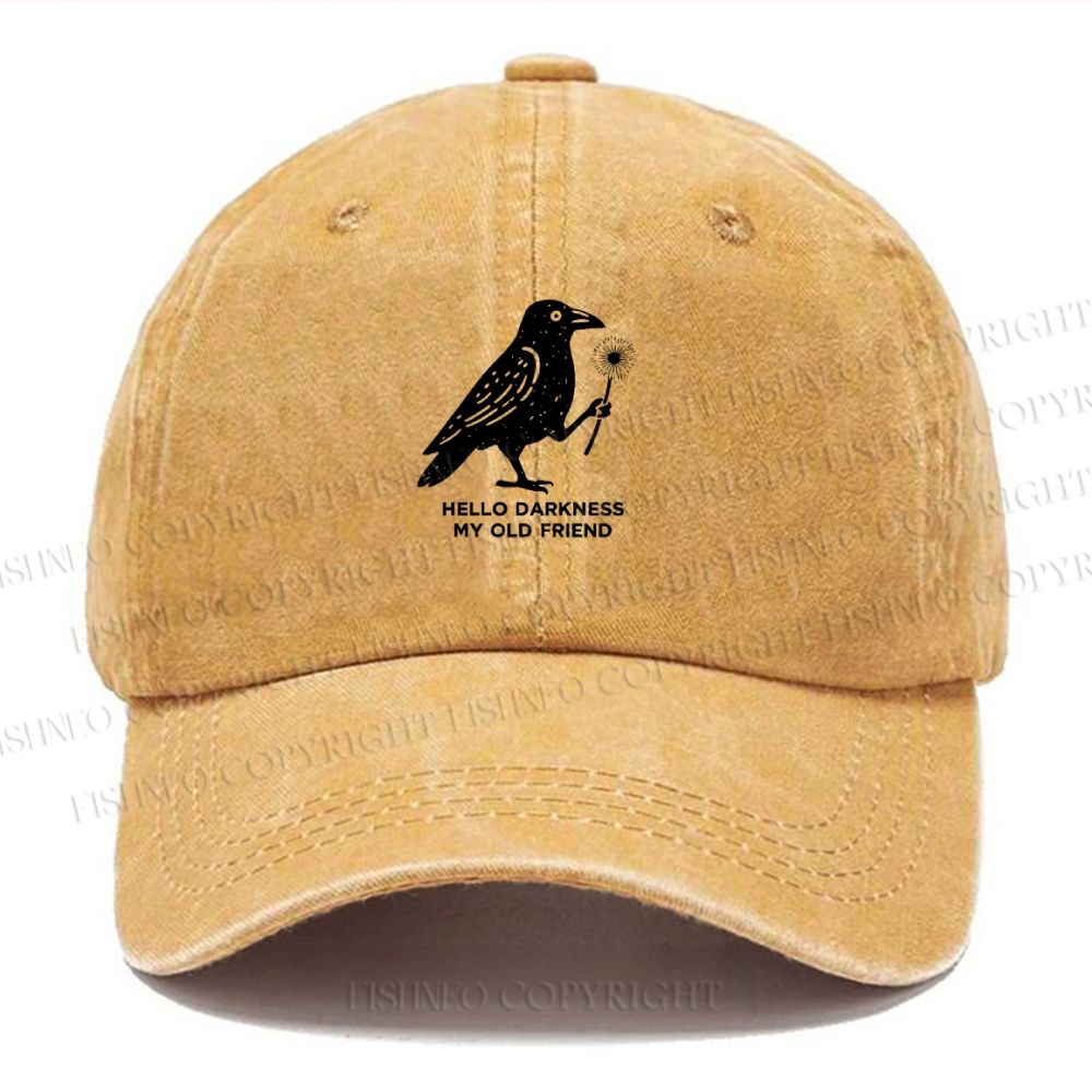 Unisex Vintage My Old Friend The Crow Printed Casual Washed Cap