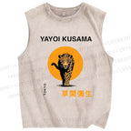 Unisex Yayoi Kusama Leopard Printed Washed Tank Top