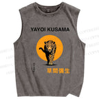 Unisex Yayoi Kusama Leopard Printed Washed Tank Top