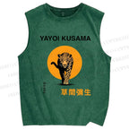 Unisex Yayoi Kusama Leopard Printed Washed Tank Top