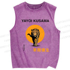 Unisex Yayoi Kusama Leopard Printed Washed Tank Top