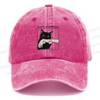 Unisex Vintage Black Cat Biting Printed Casual Washed Cap