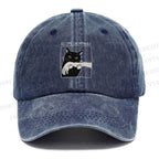 Unisex Vintage Black Cat Biting Printed Casual Washed Cap