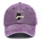 Unisex Vintage Black Cat Biting Printed Casual Washed Cap