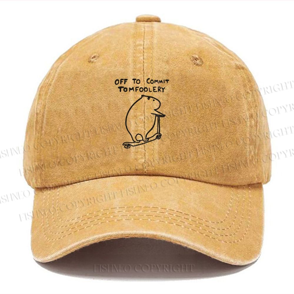 Unisex Vintage Capybara Is Ready To Do Something Bad Printed Casual Washed Cap