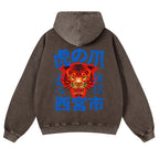 Tiger Vintage Washed Cotton Back Art Hoodie