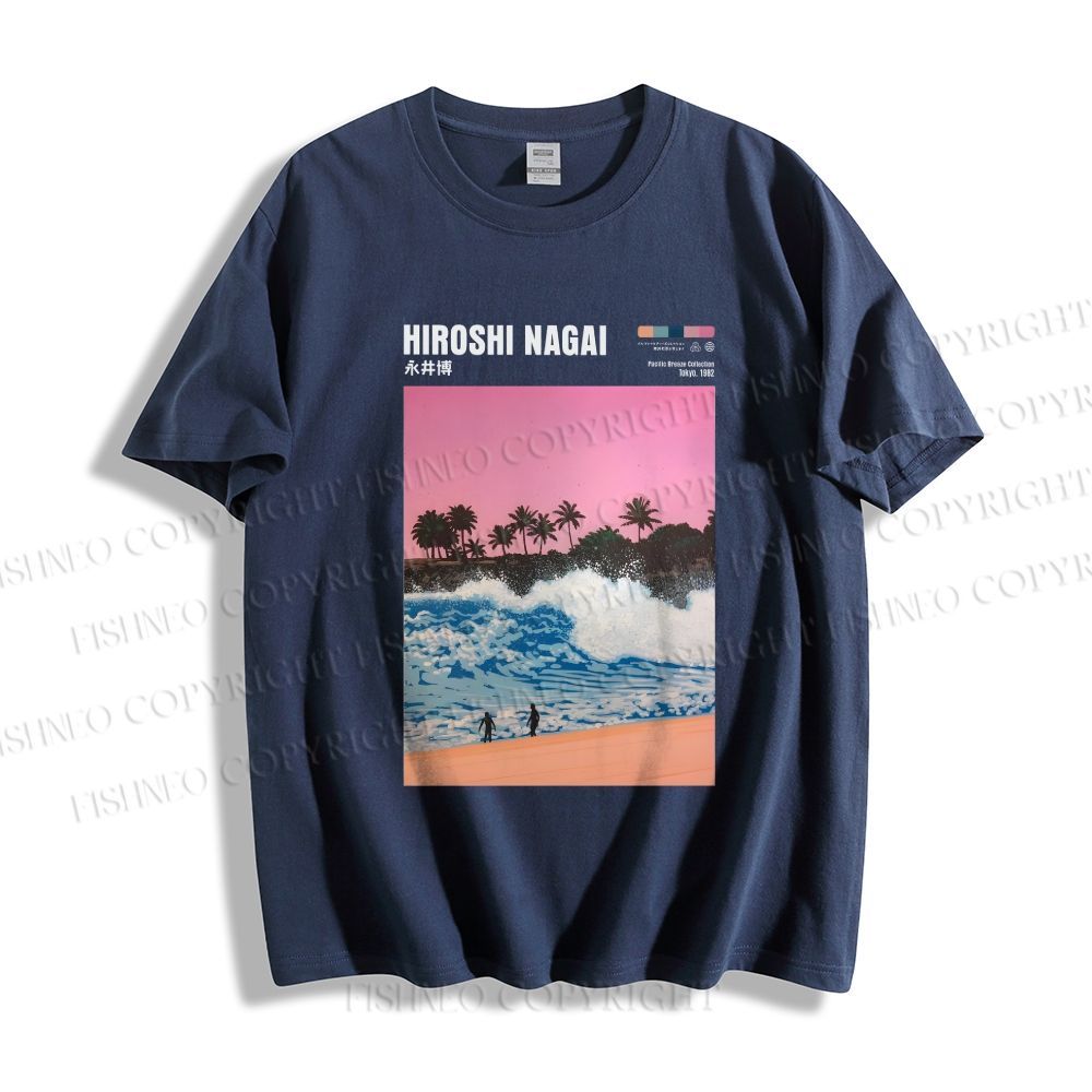 Unisex Classic Cotton Hiroshi Nagai Landscape Painting Printed T-shirt