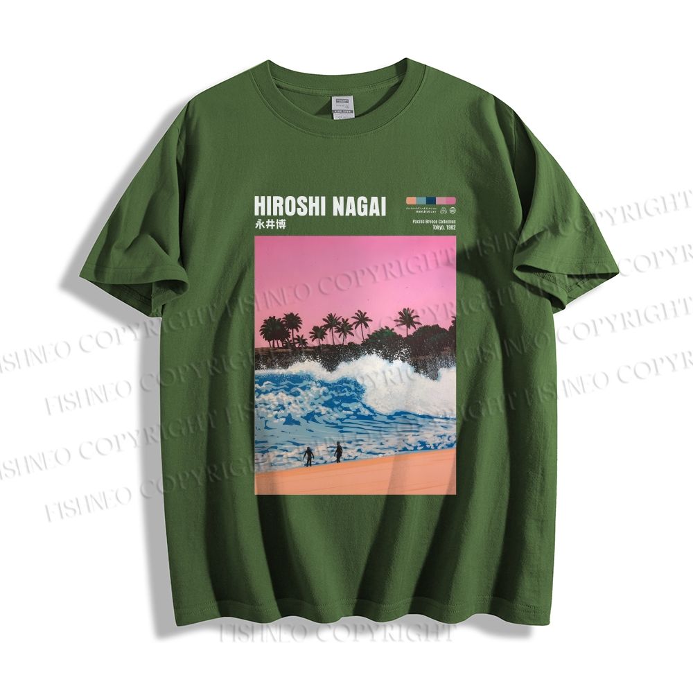 Unisex Classic Cotton Hiroshi Nagai Landscape Painting Printed T-shirt