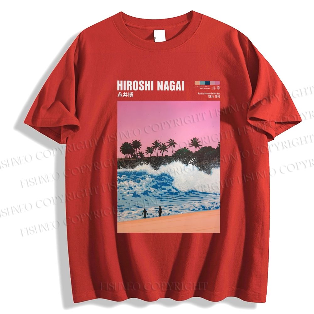 Unisex Classic Cotton Hiroshi Nagai Landscape Painting Printed T-shirt
