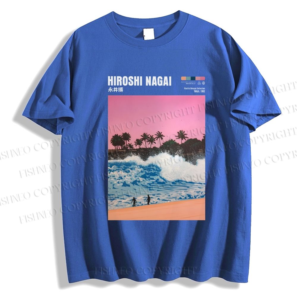 Unisex Classic Cotton Hiroshi Nagai Landscape Painting Printed T-shirt