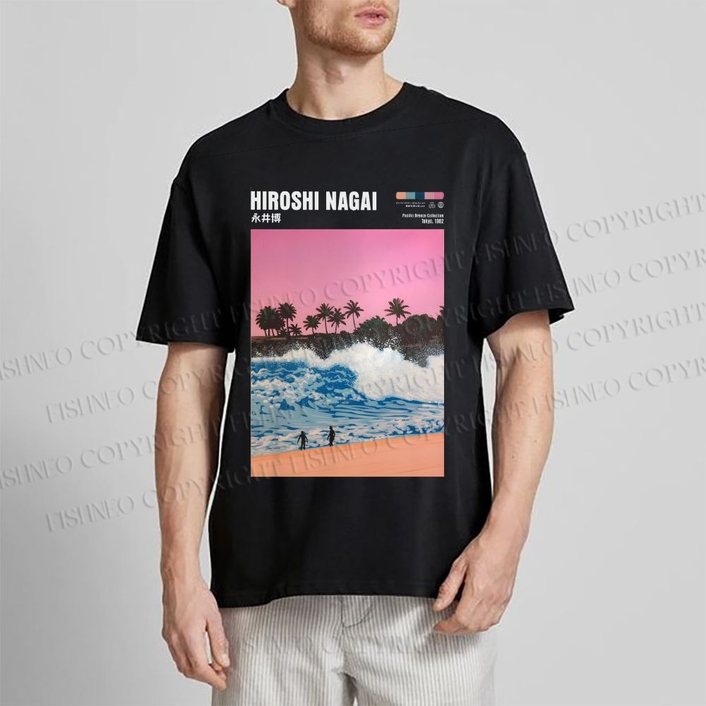 Unisex Classic Cotton Hiroshi Nagai Landscape Painting Printed T-shirt
