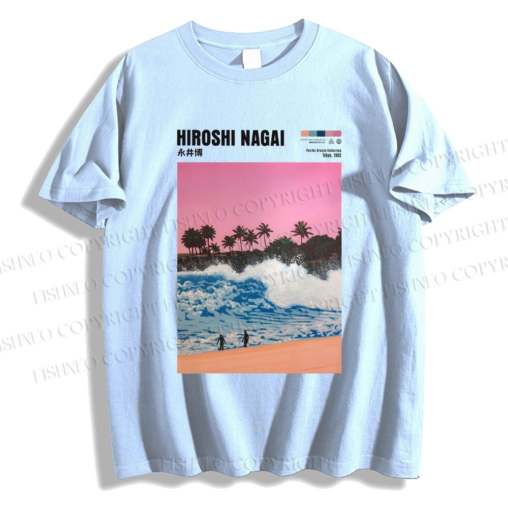 Unisex Classic Cotton Hiroshi Nagai Landscape Painting Printed T-shirt