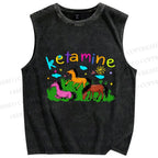 Unisex Rainbow K Pony Printed Washed Tank Top
