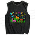 Unisex Rainbow K Pony Printed Washed Tank Top