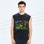 Unisex Rainbow K Pony Printed Washed Tank Top