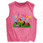 Unisex Rainbow K Pony Printed Washed Tank Top