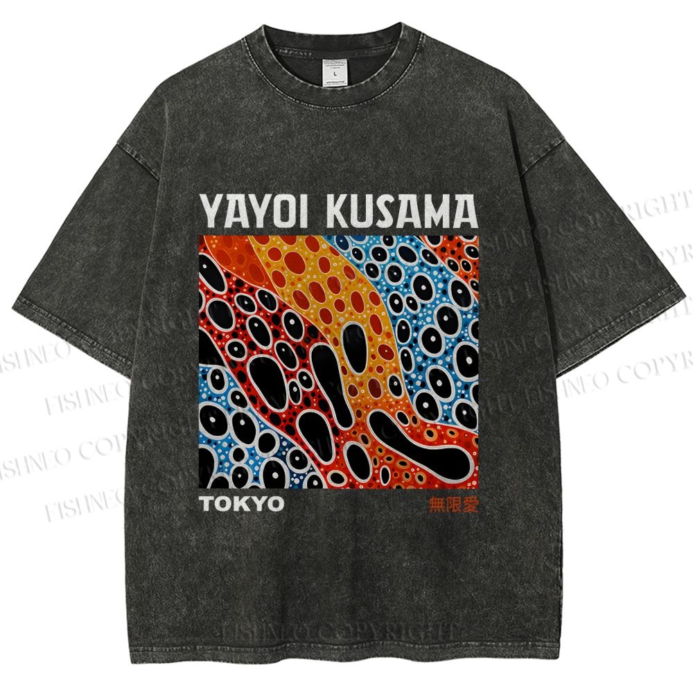 Unisex Yayoi Kusama Infinite Love Printed Washed Tee