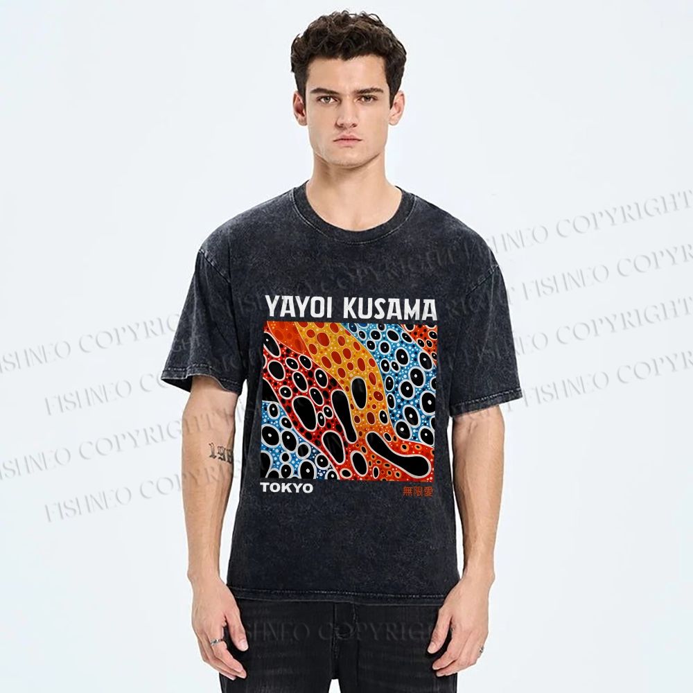 Unisex Yayoi Kusama Infinite Love Printed Washed Tee