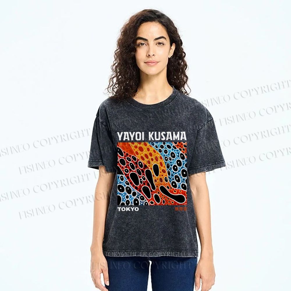 Unisex Yayoi Kusama Infinite Love Printed Washed Tee