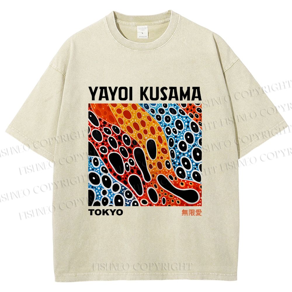 Unisex Yayoi Kusama Infinite Love Printed Washed Tee