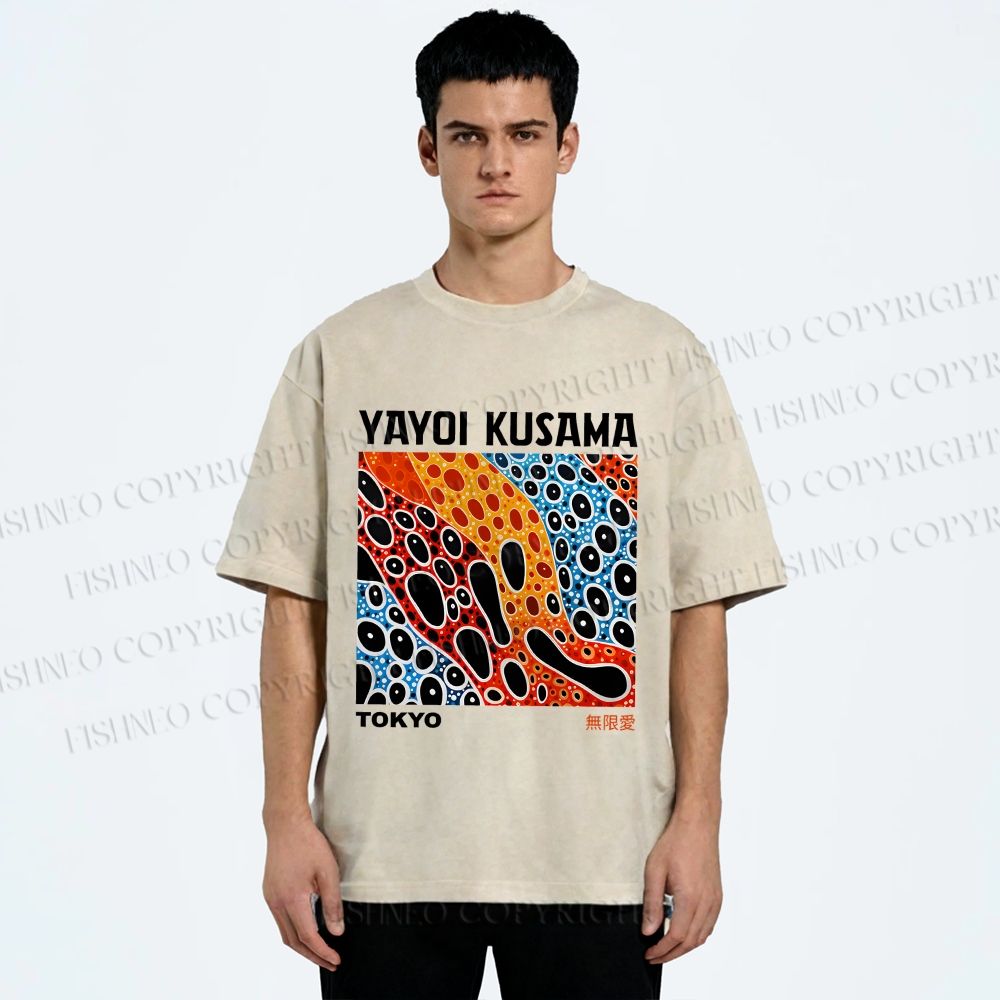 Unisex Yayoi Kusama Infinite Love Printed Washed Tee