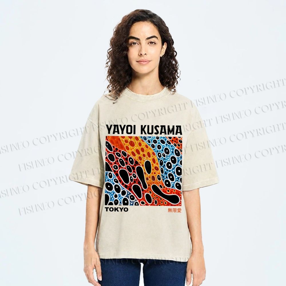 Unisex Yayoi Kusama Infinite Love Printed Washed Tee