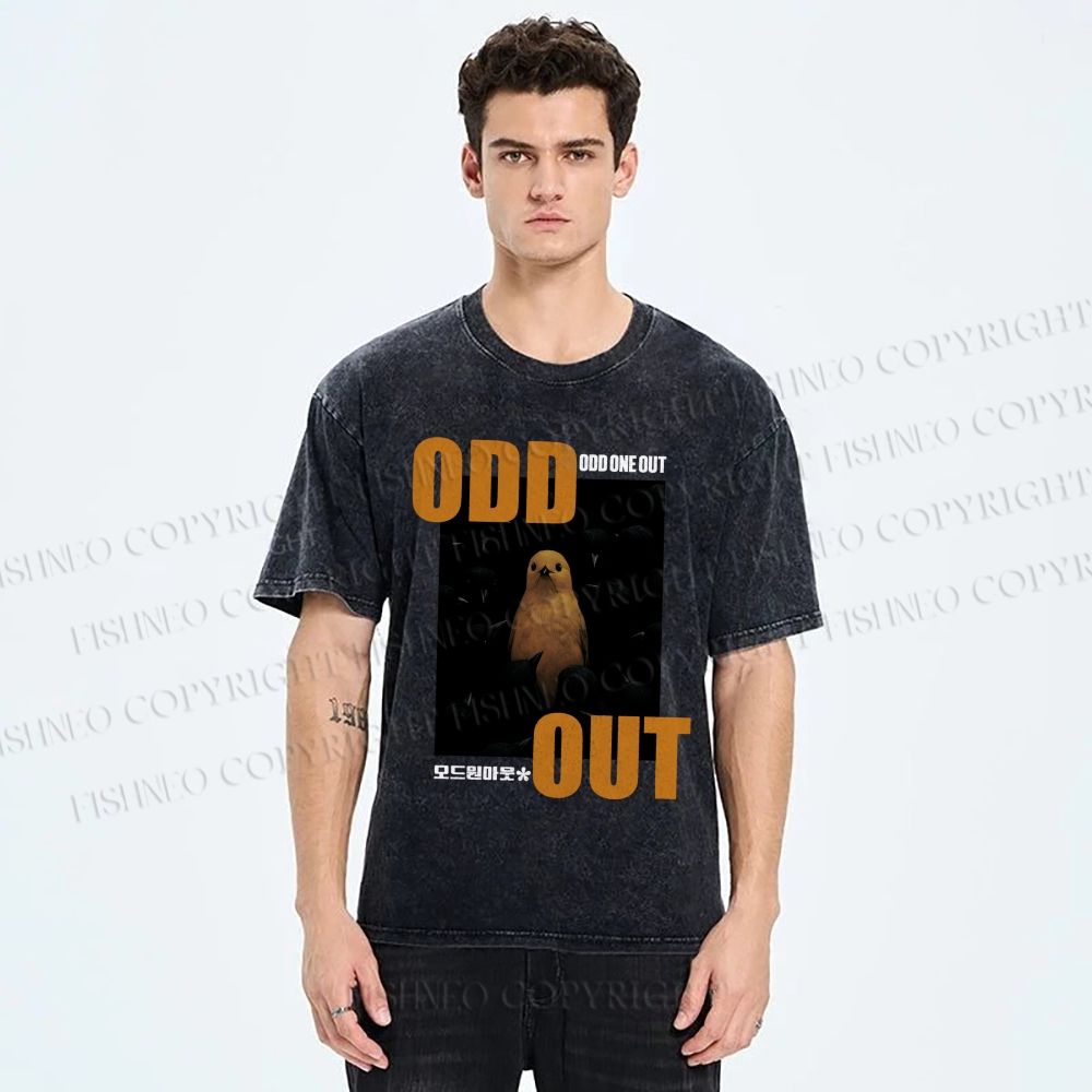 Unisex Odd One Out Printed Washed Tee