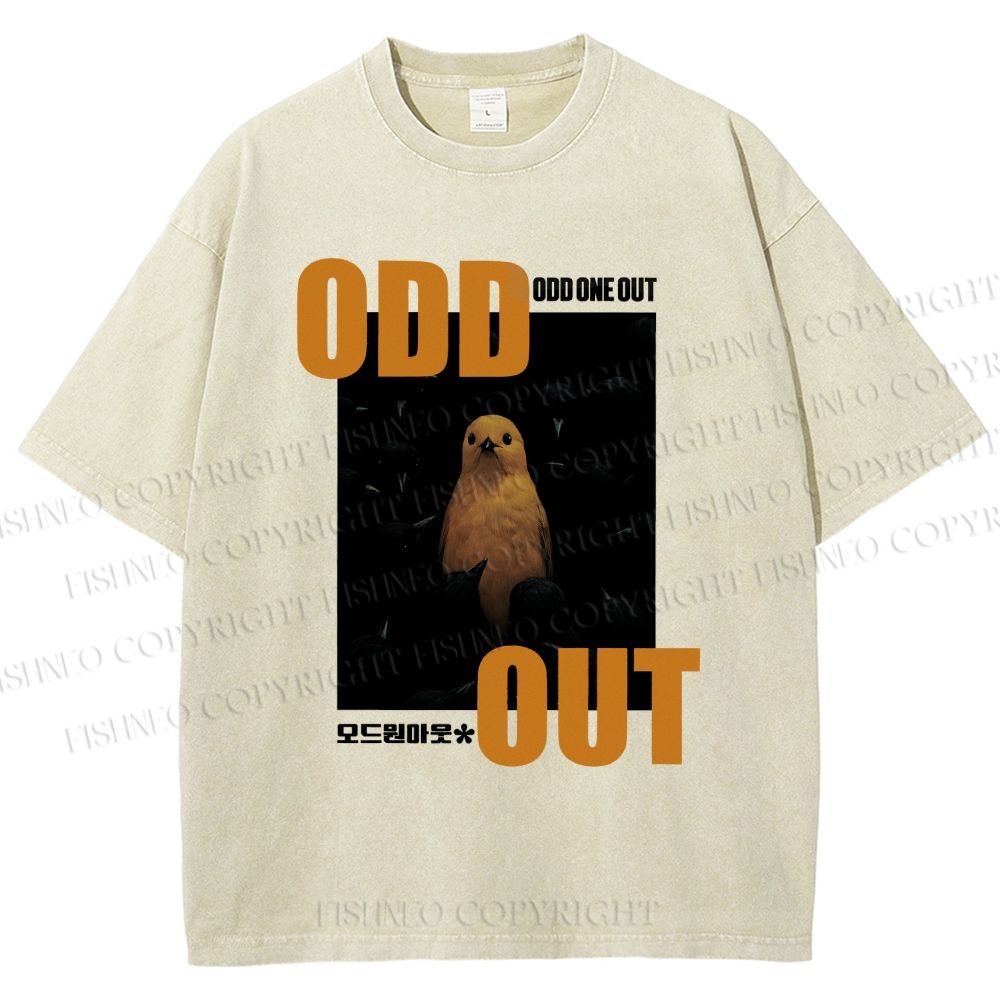 Unisex Odd One Out Printed Washed Tee