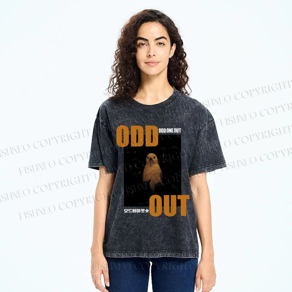 Unisex Odd One Out Printed Washed Tee