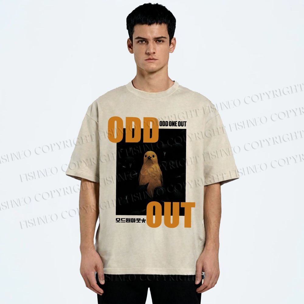 Unisex Odd One Out Printed Washed Tee