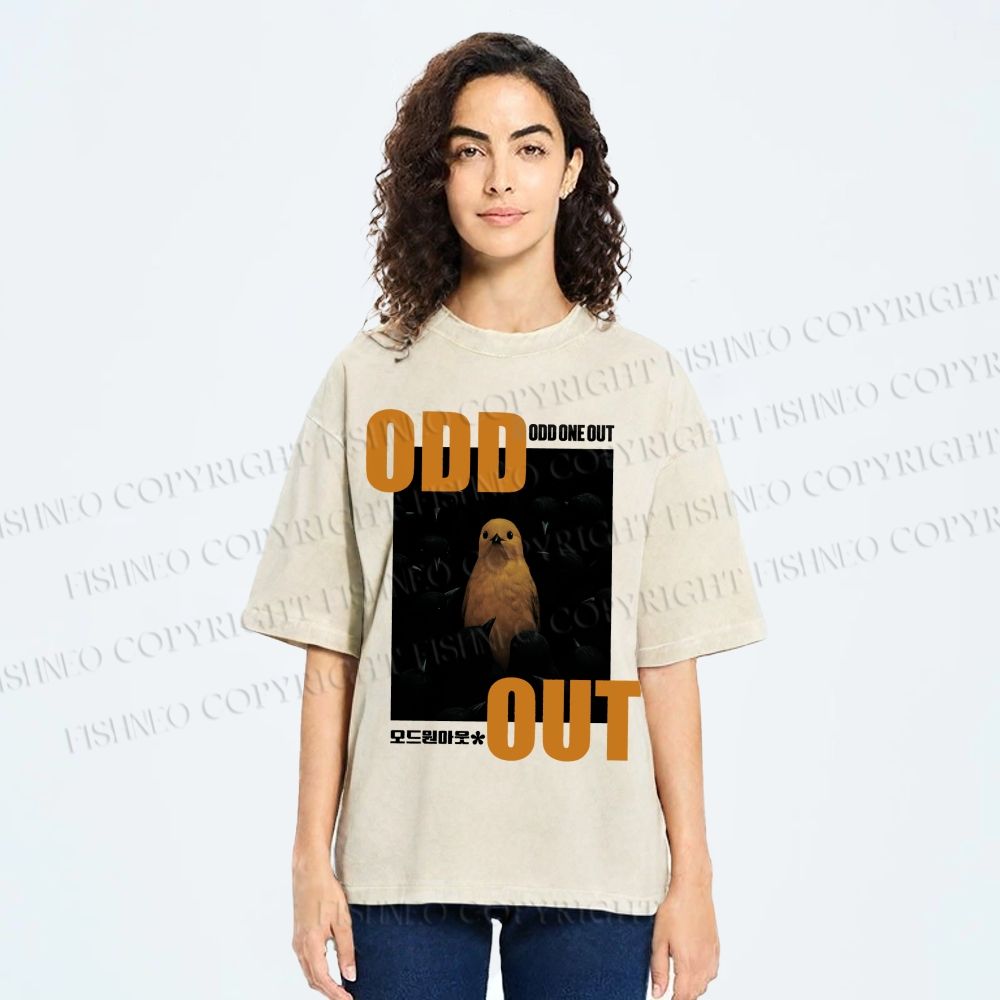 Unisex Odd One Out Printed Washed Tee