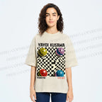 Unisex Yayoi Kusama 3D Geometric Pattern Printed Washed Tee