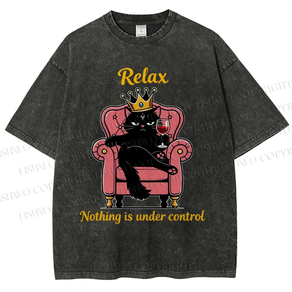Unisex Relax Nothing Is Under Control Printed Washed Tee