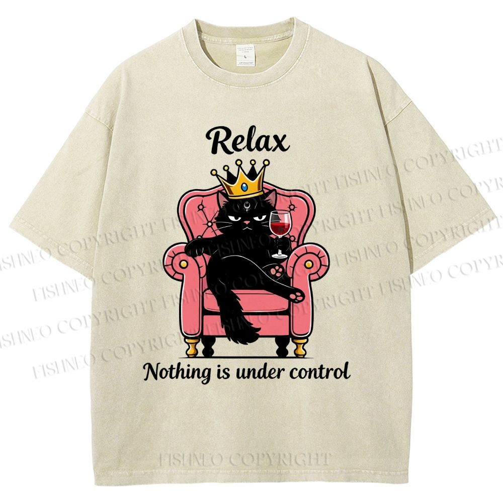 Unisex Relax Nothing Is Under Control Printed Washed Tee