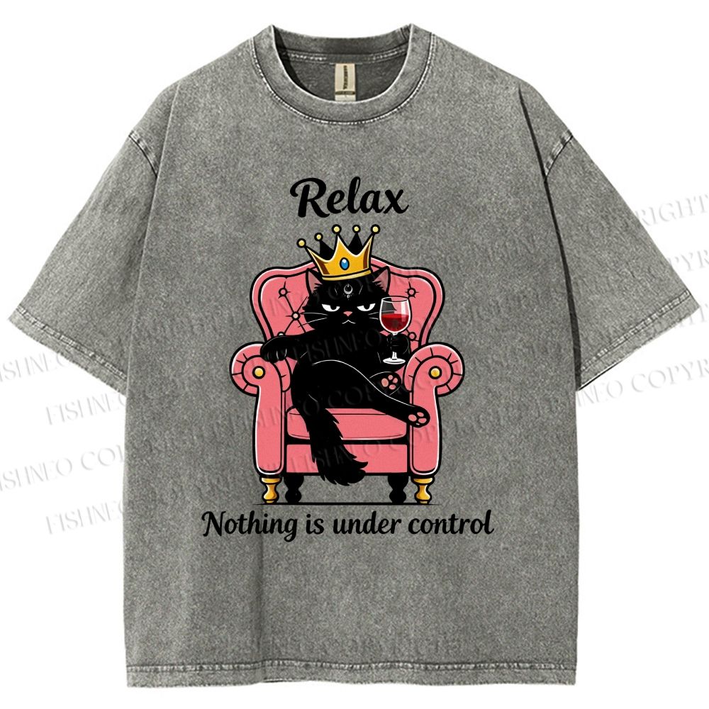 Unisex Relax Nothing Is Under Control Printed Washed Tee