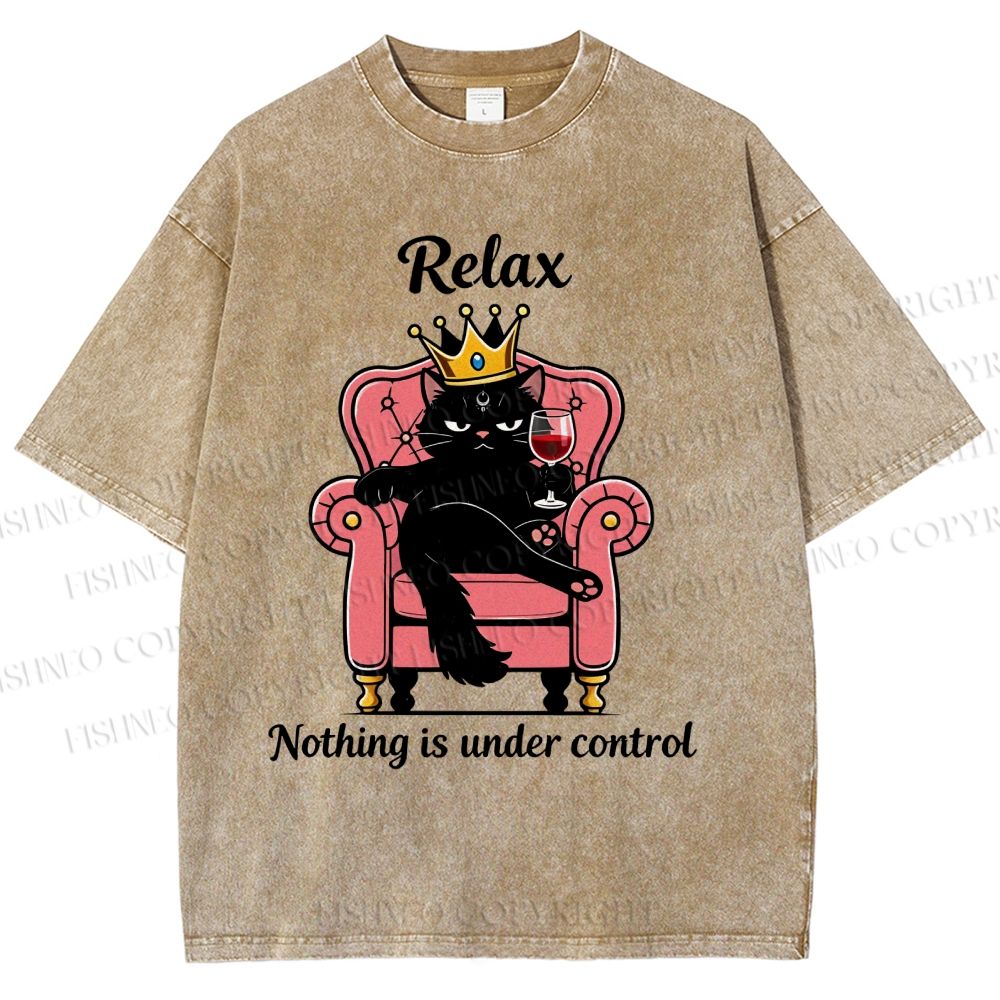 Unisex Relax Nothing Is Under Control Printed Washed Tee