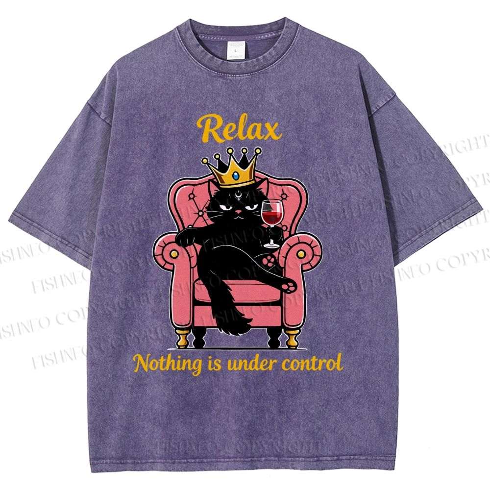 Unisex Relax Nothing Is Under Control Printed Washed Tee