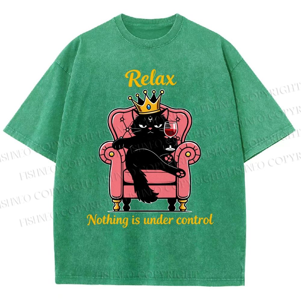 Unisex Relax Nothing Is Under Control Printed Washed Tee