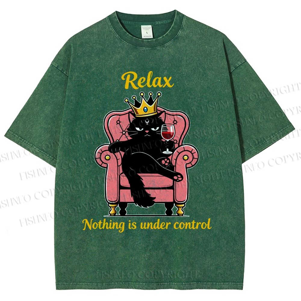 Unisex Relax Nothing Is Under Control Printed Washed Tee