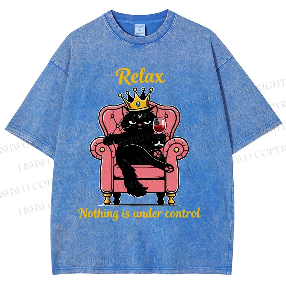 Unisex Relax Nothing Is Under Control Printed Washed Tee