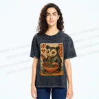 Unisex Japanese Ramen Opossum Printed Washed Tee