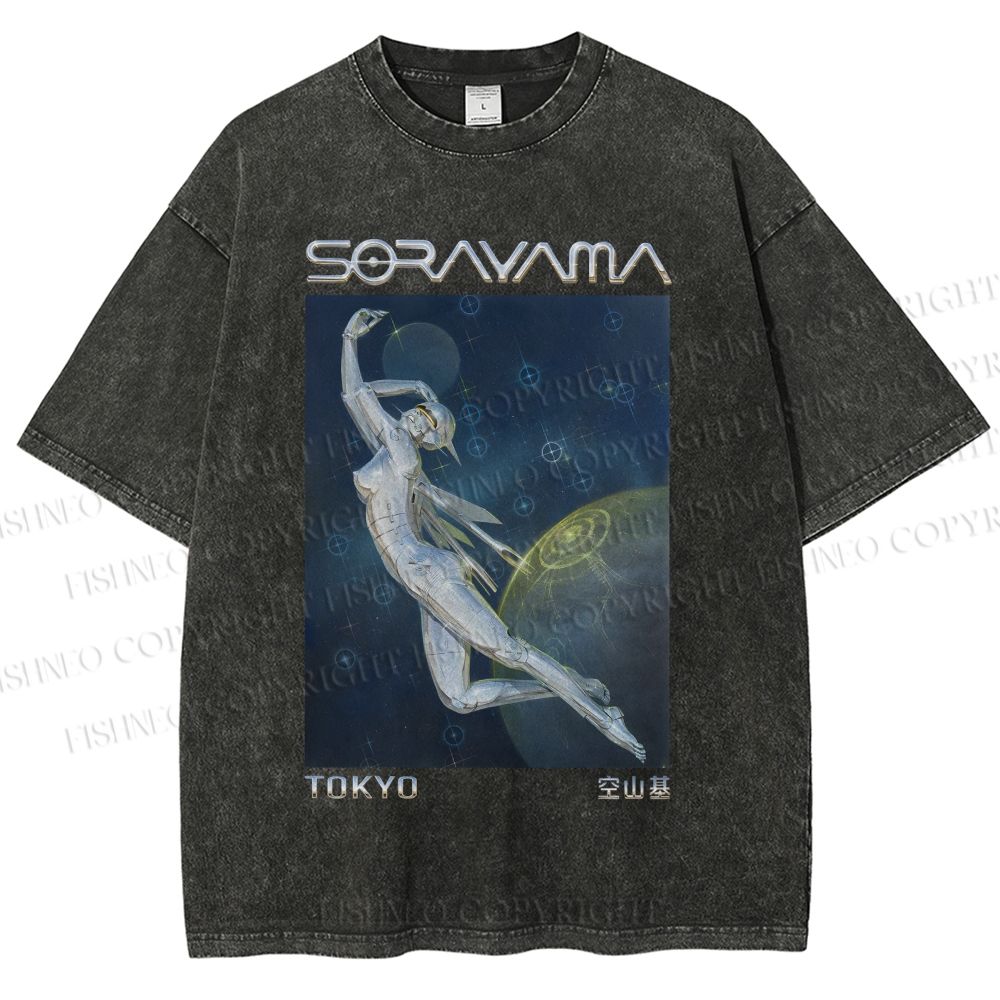 Unisex Sorayama Hajime Ex Machina Printed Washed Tee