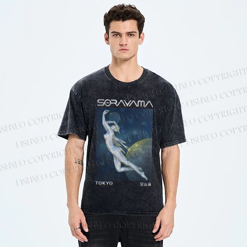 Unisex Sorayama Hajime Ex Machina Printed Washed Tee